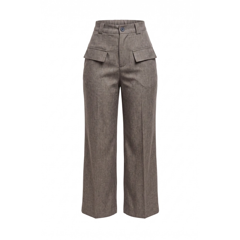 SHEIN Curve Womens Plus 0XL Brown Heathered High Waisted Wide Leg Pleated Pants